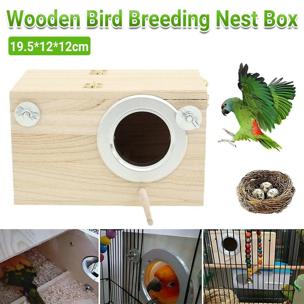 Natural Wooden Breeding Box Durable Parrot Hatching Box Nesting Box fo