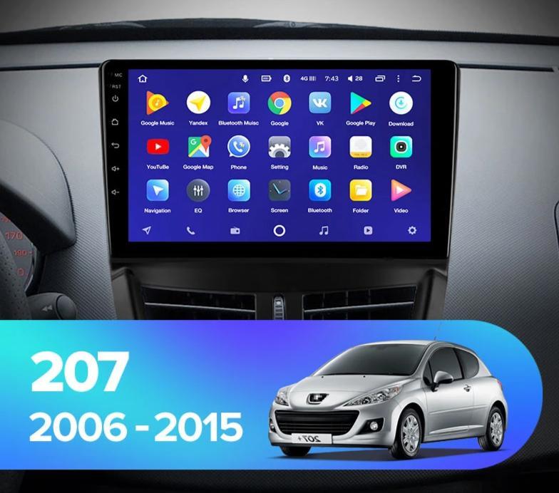Peugeot 207 2006-2015 Système de navigation et multimédia Android 10 1 + 16  Go