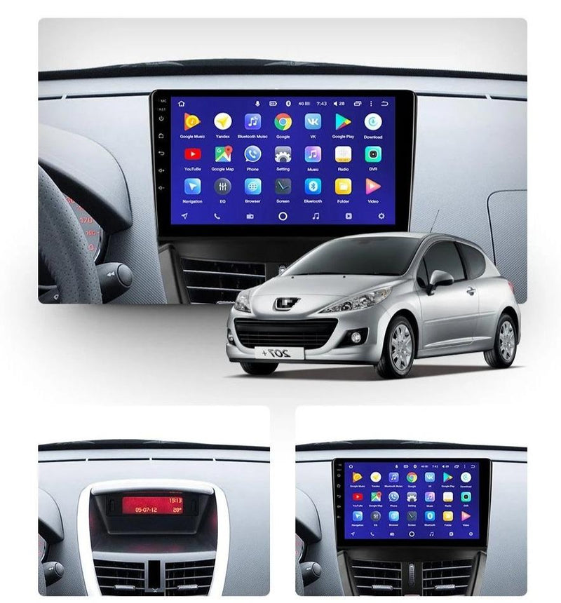 Touch Screen radio Android Auto Carplay Peugeot 207 2006 - 2015